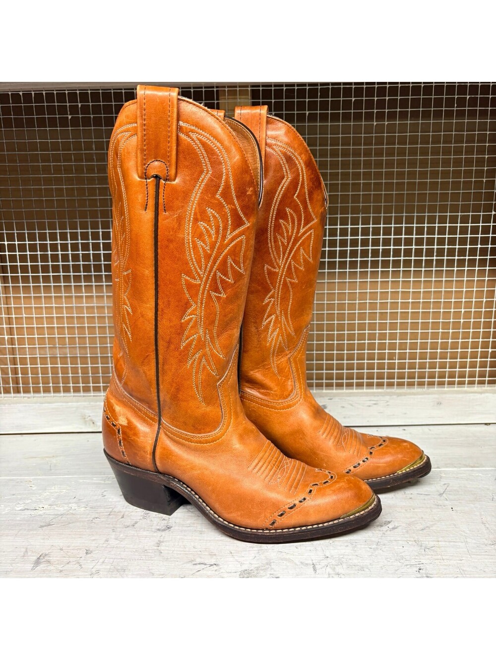 Boulet Cowboy Boots Women's 5.5 C Brown Leather